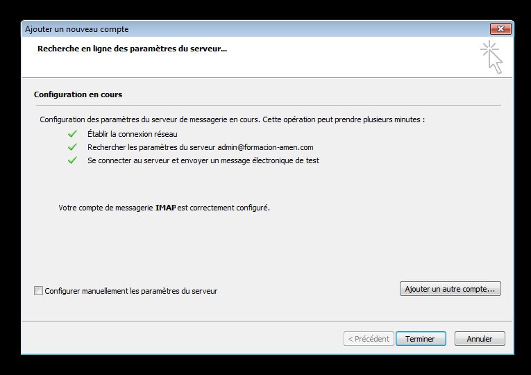 Configuration automatique Outlook 2010 - Terminer