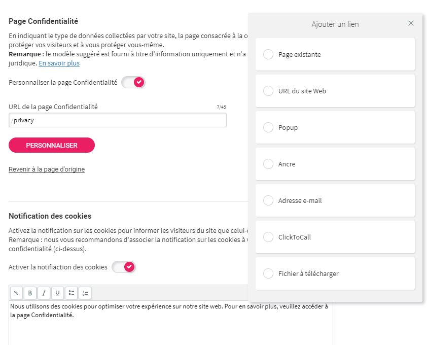 Simply Site - URL de confidentialité