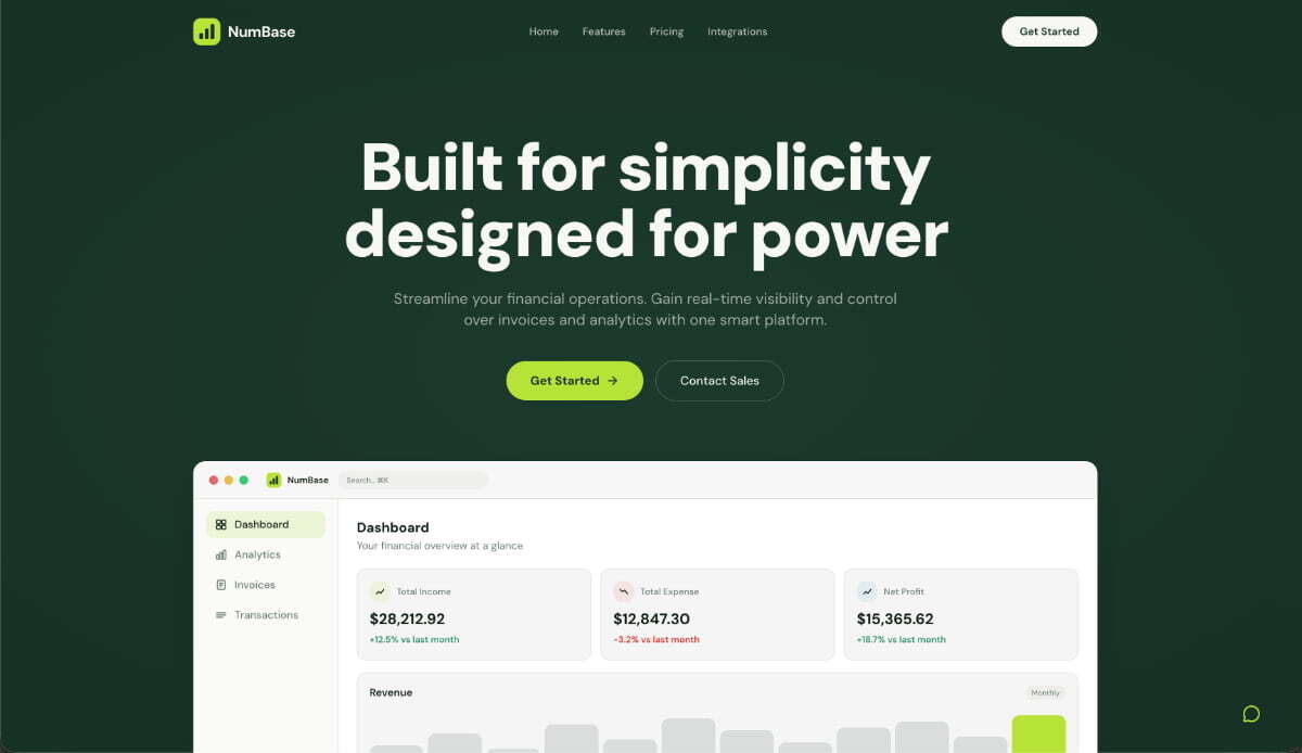 Tableau de bord comptable créé avec Macaly AI Builder