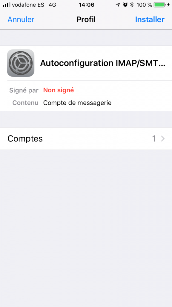 configurer emails iphone ipad - configuration automatique - installation profil