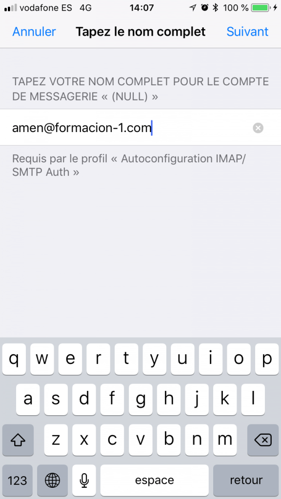configurer emails iphone ipad - configuration automatique - nom du compte