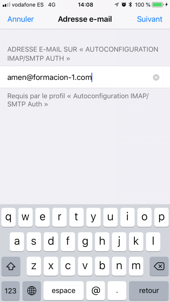 configurer emails iphone ipad - configuration automatique - nom du compte imap smtp