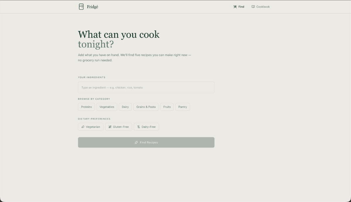 App pour trouver des recettes créée avec Macaly AI Builder